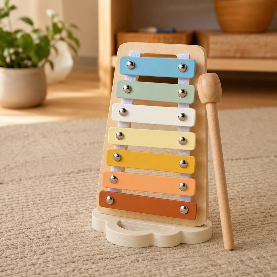 Wooden Xylophone Standing Musical Toy — view 3